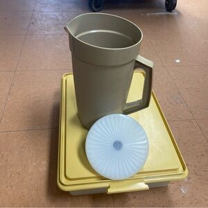 Tupperware Beige Pitcher with White Lid